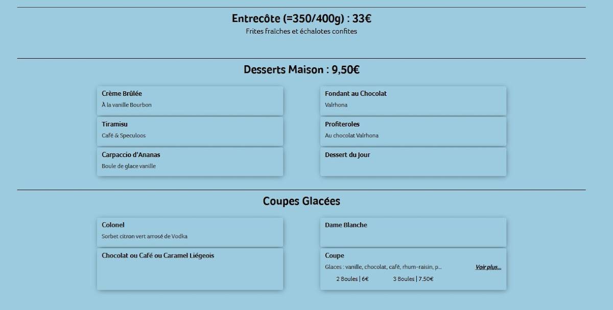 Menu de Merci Bègles