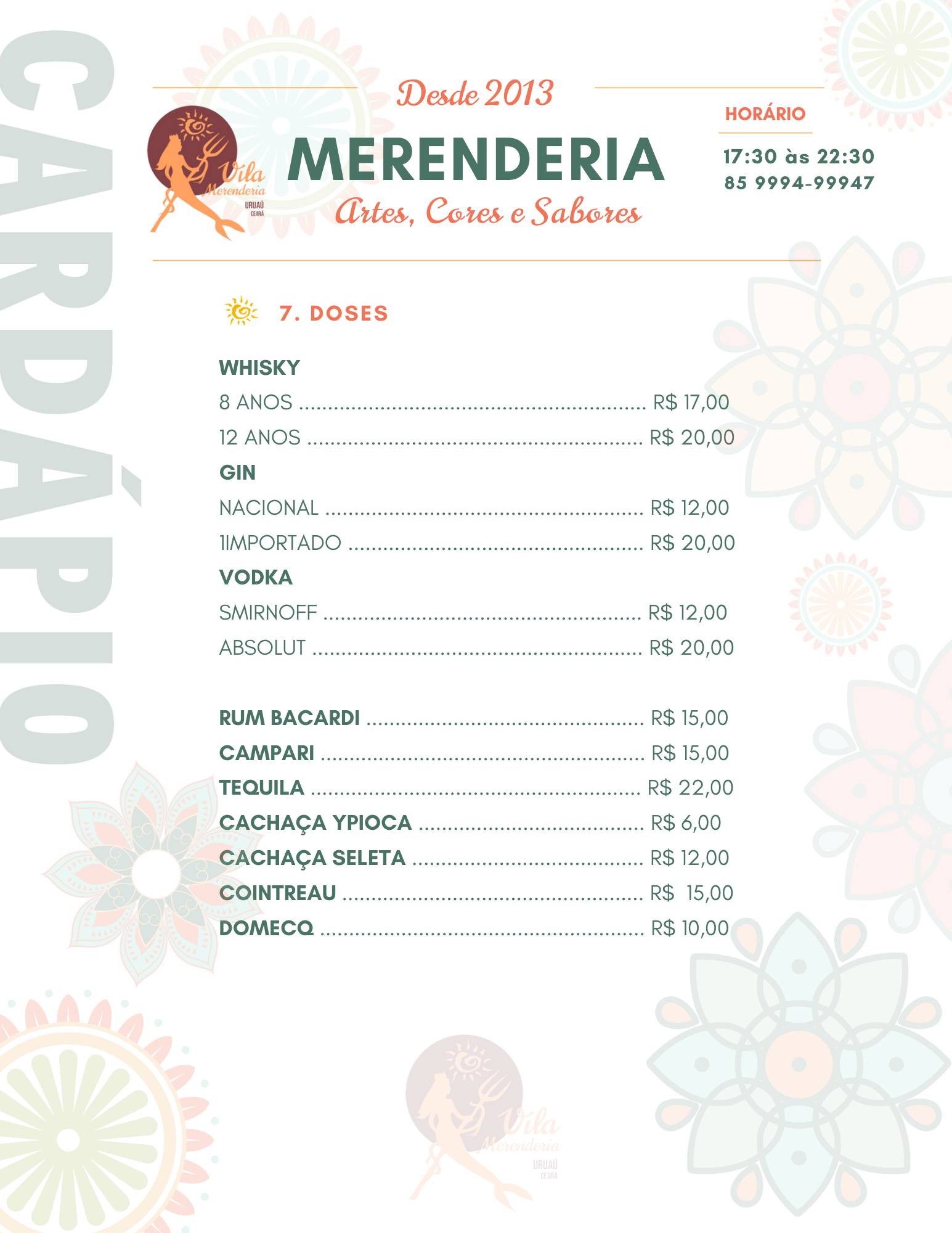 Merenderia - Imbassai cardápio