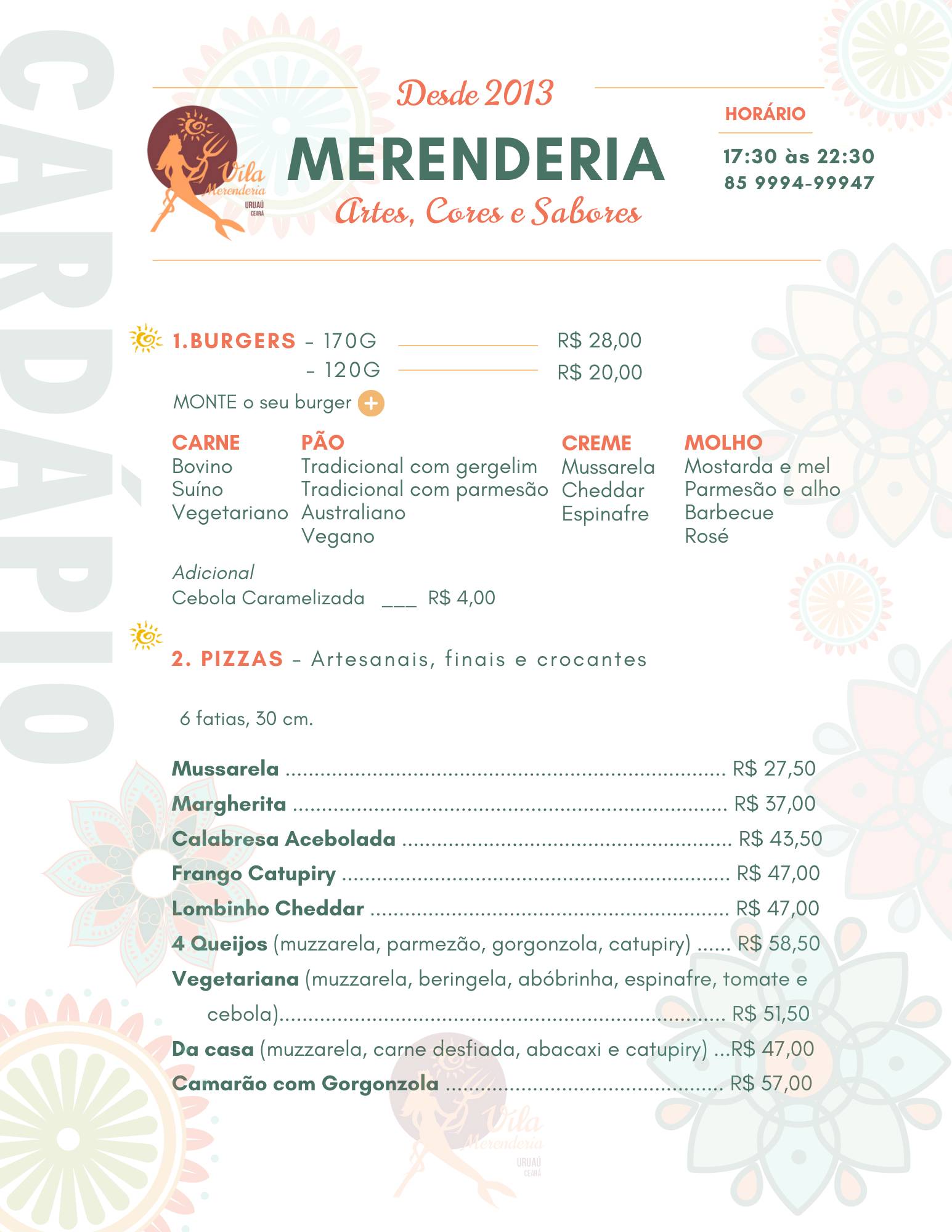 Merenderia - Imbassai cardápio