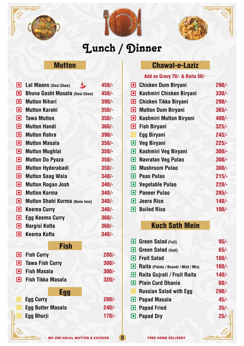 Mezbaan Restaurant menu