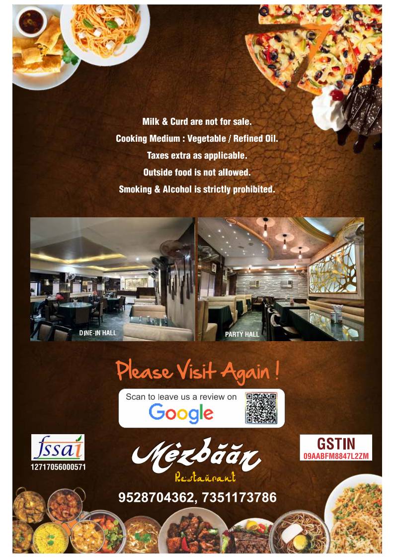 Mezbaan Restaurant menu