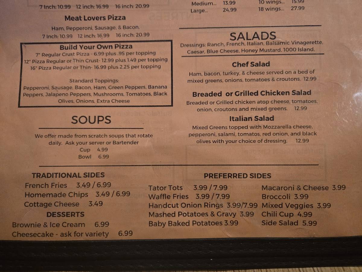 Menu at Mikie's Pub, Indianapolis