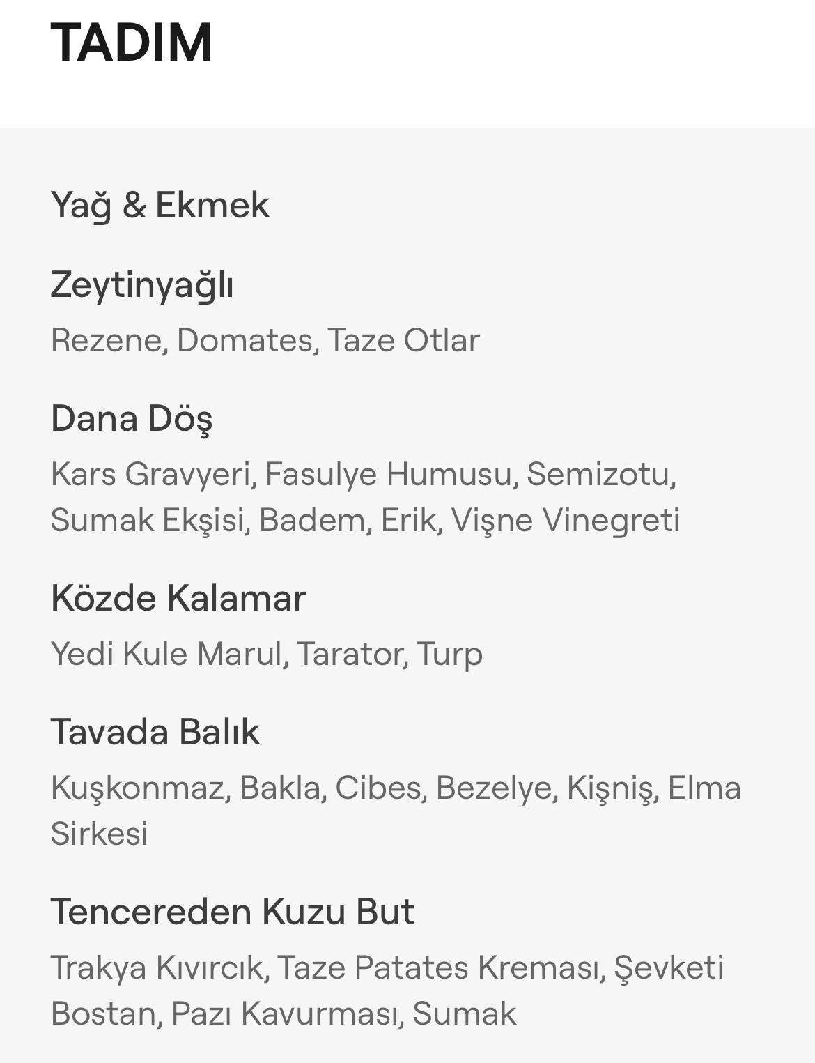Menu de Mikla
