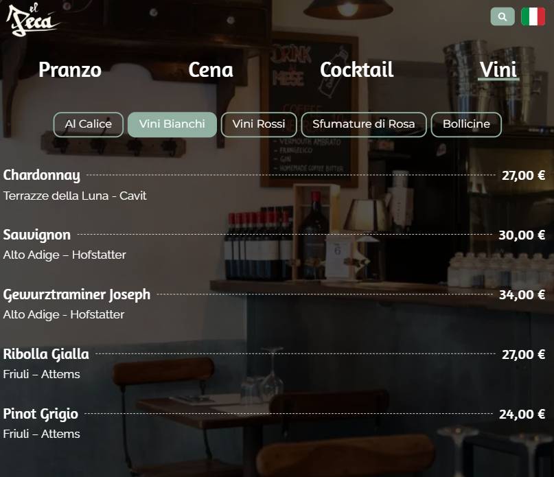 Menu di El Pecà 