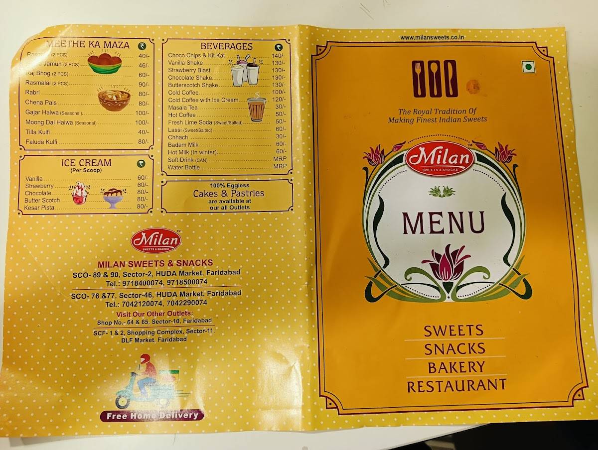 Milan Sweets & Snacks menu