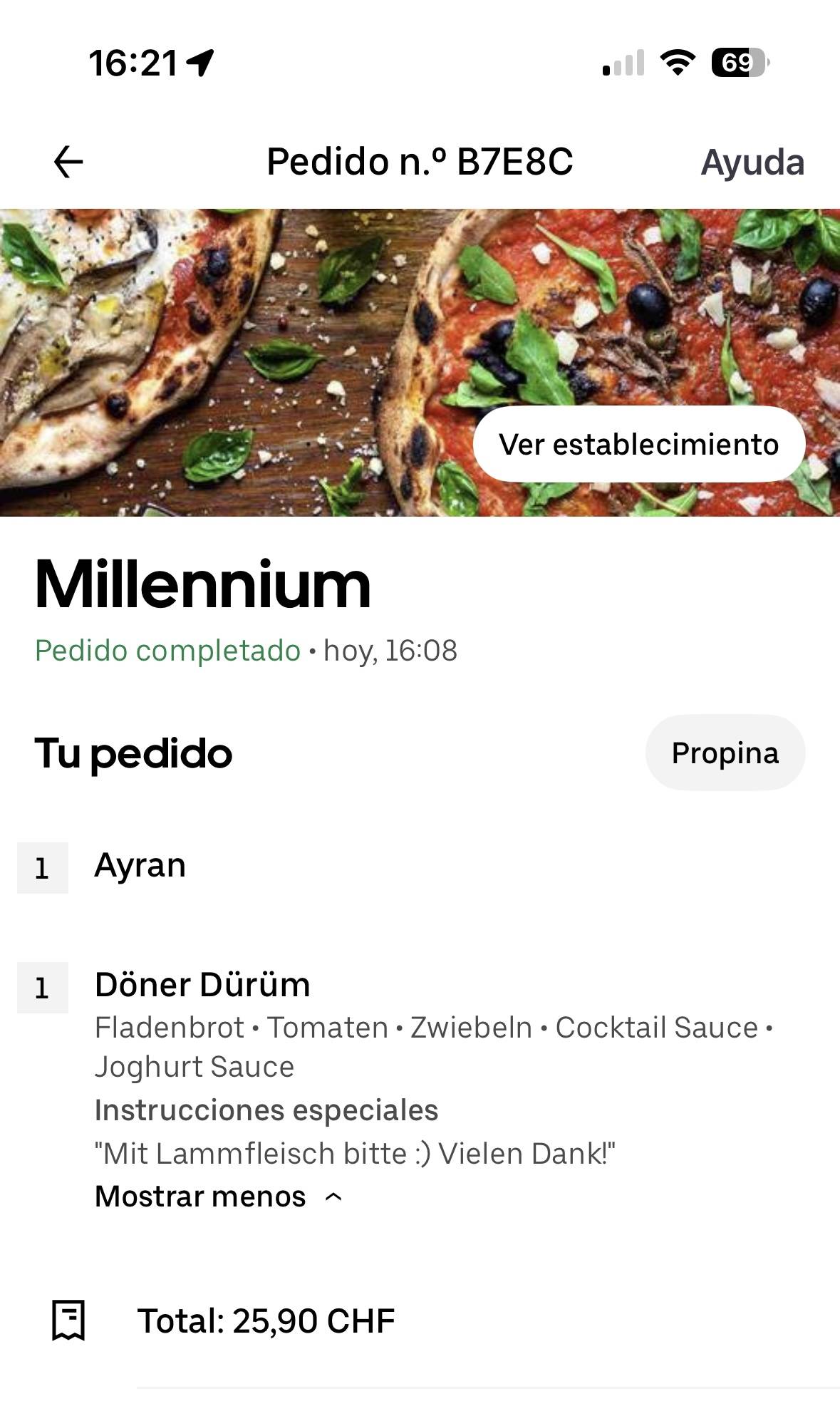 Menu di Millennium 