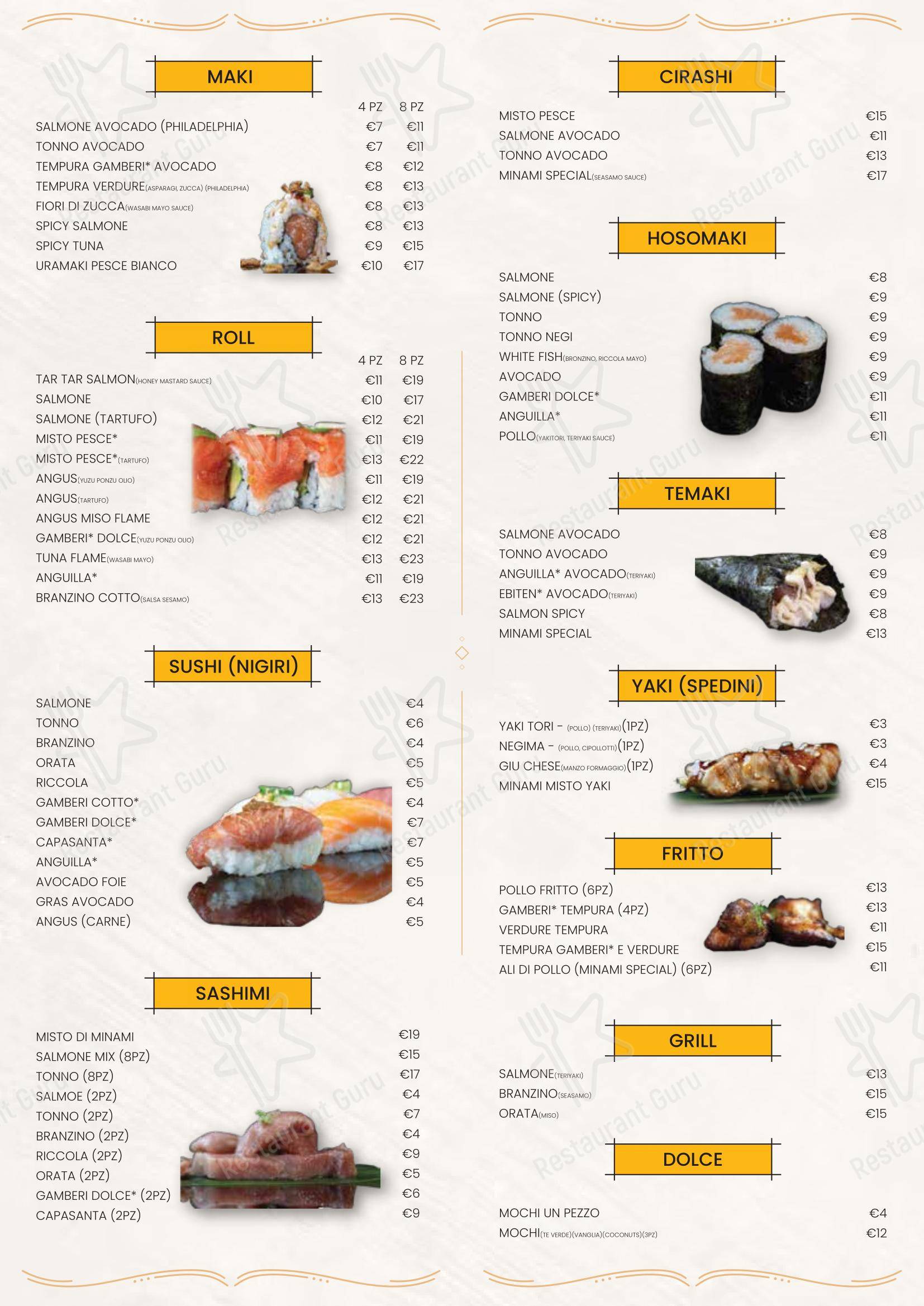 Minami Milano Japanese Restaurant in Milano - Menu