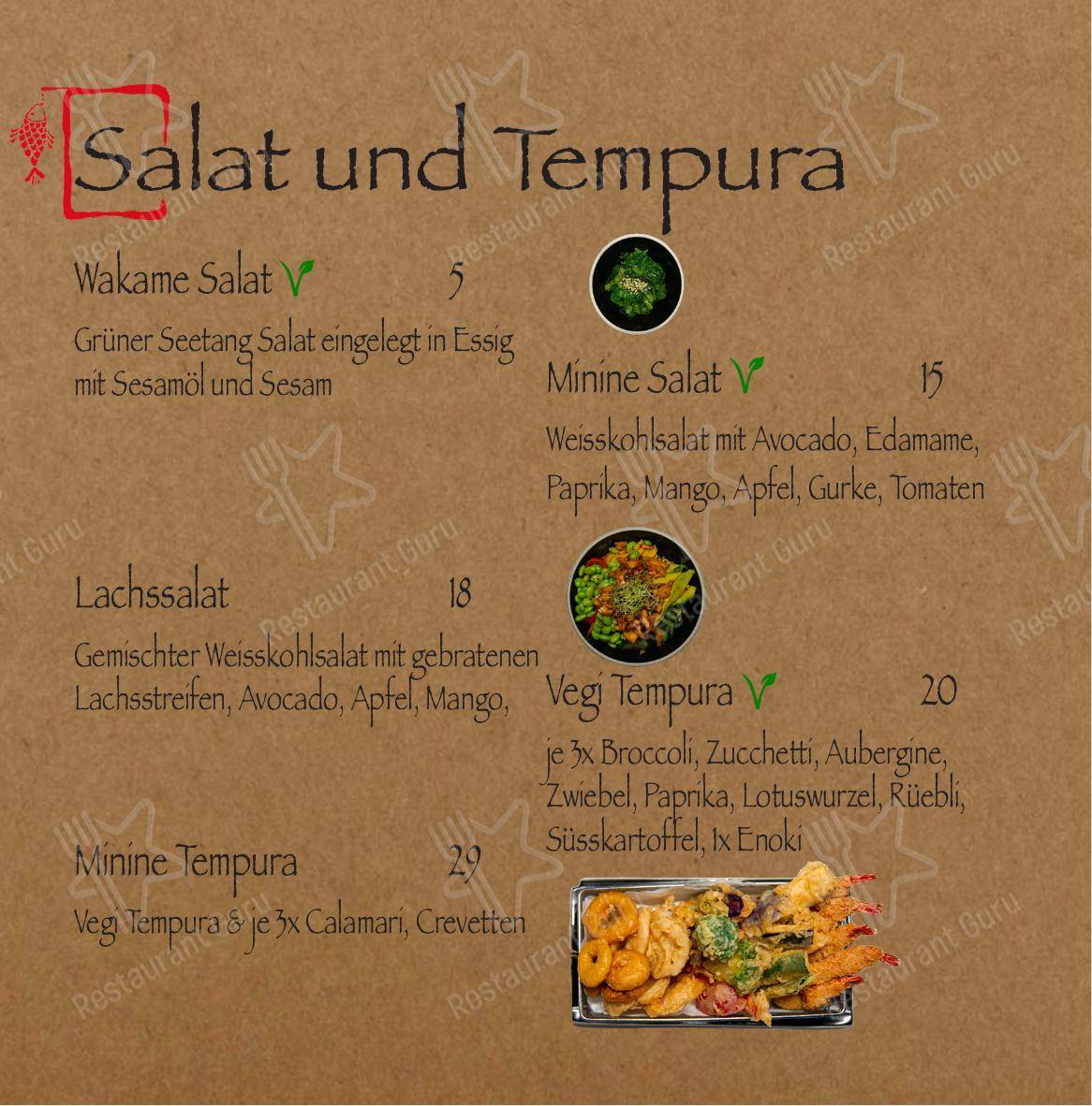Minine in Zurigo - Menu
