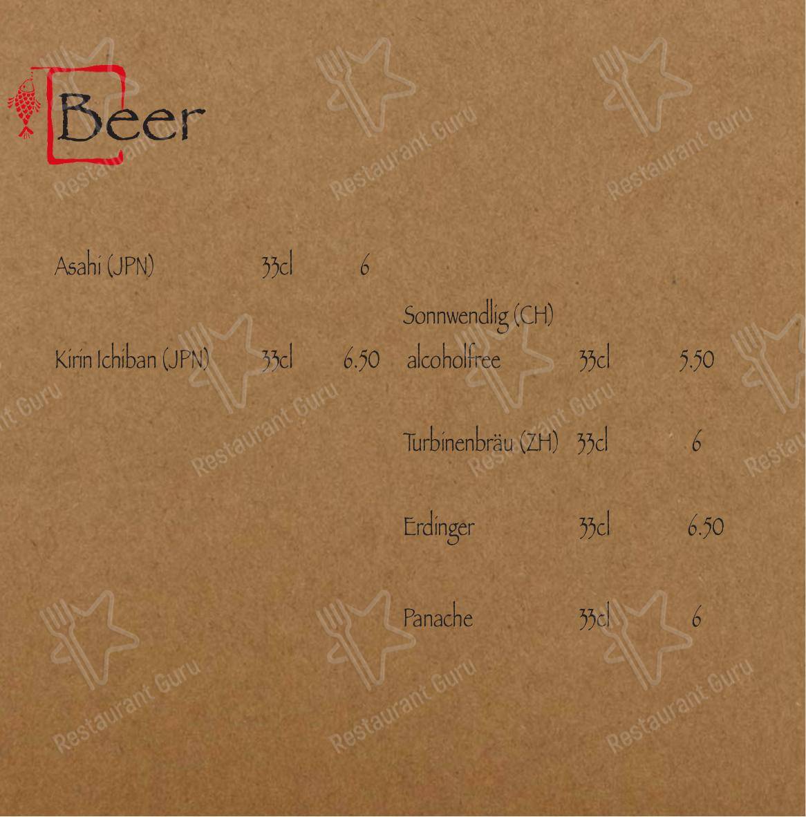 Minine in Zurigo - Menu bar