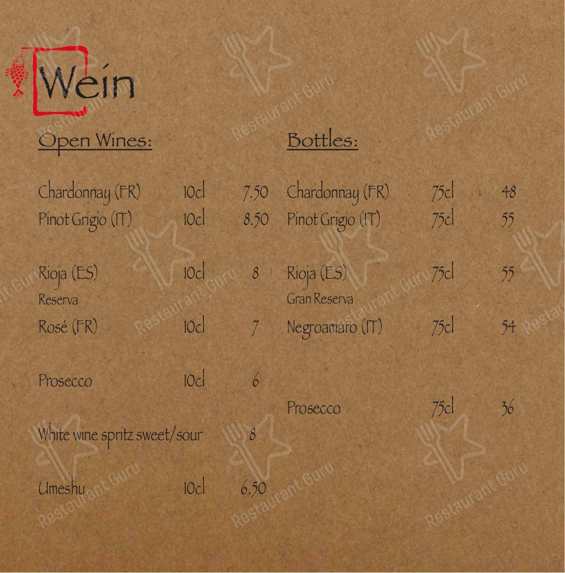 Minine in Zurigo - Menu bar