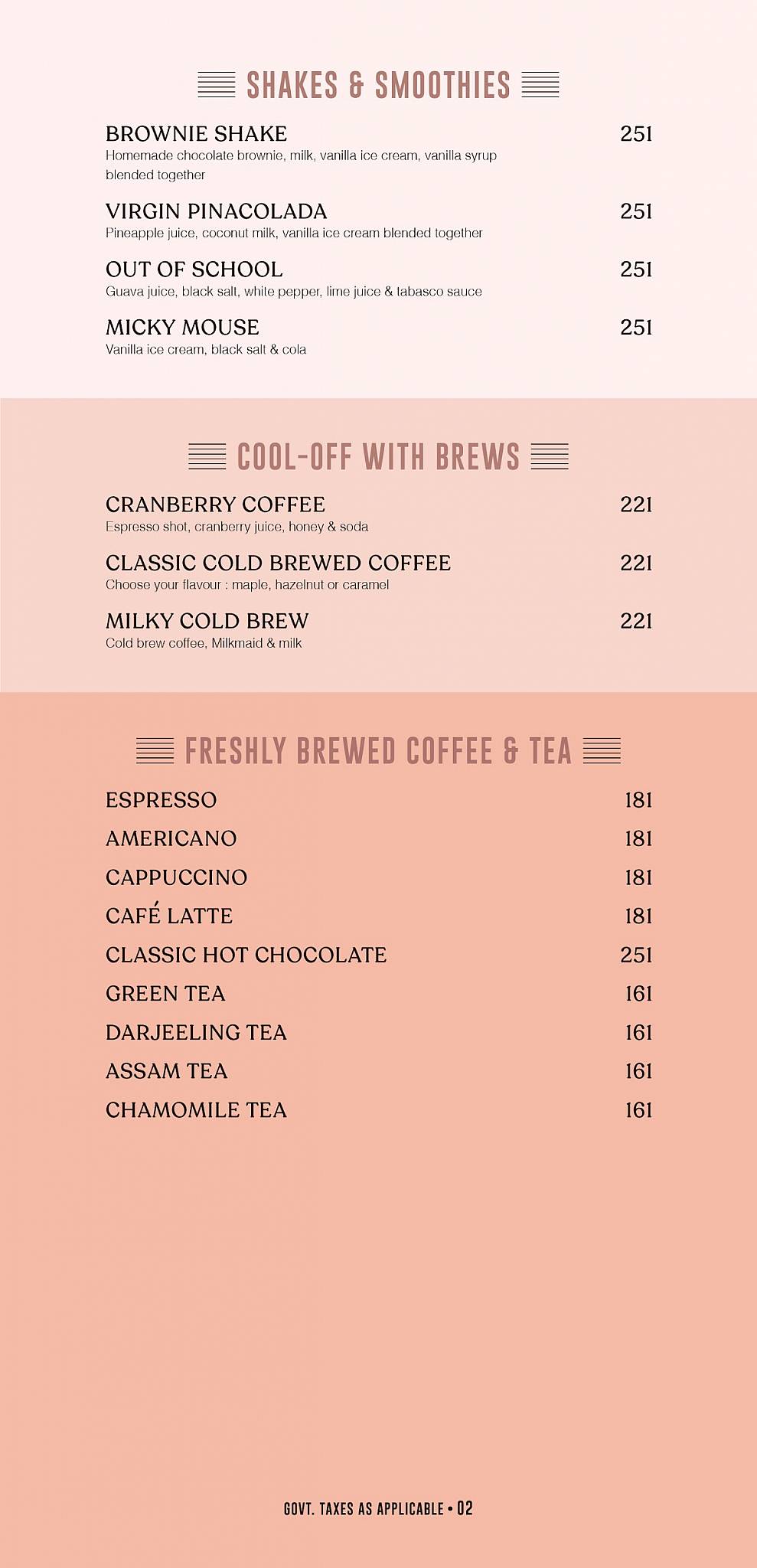 Mirosh (All Day Cafe) menu