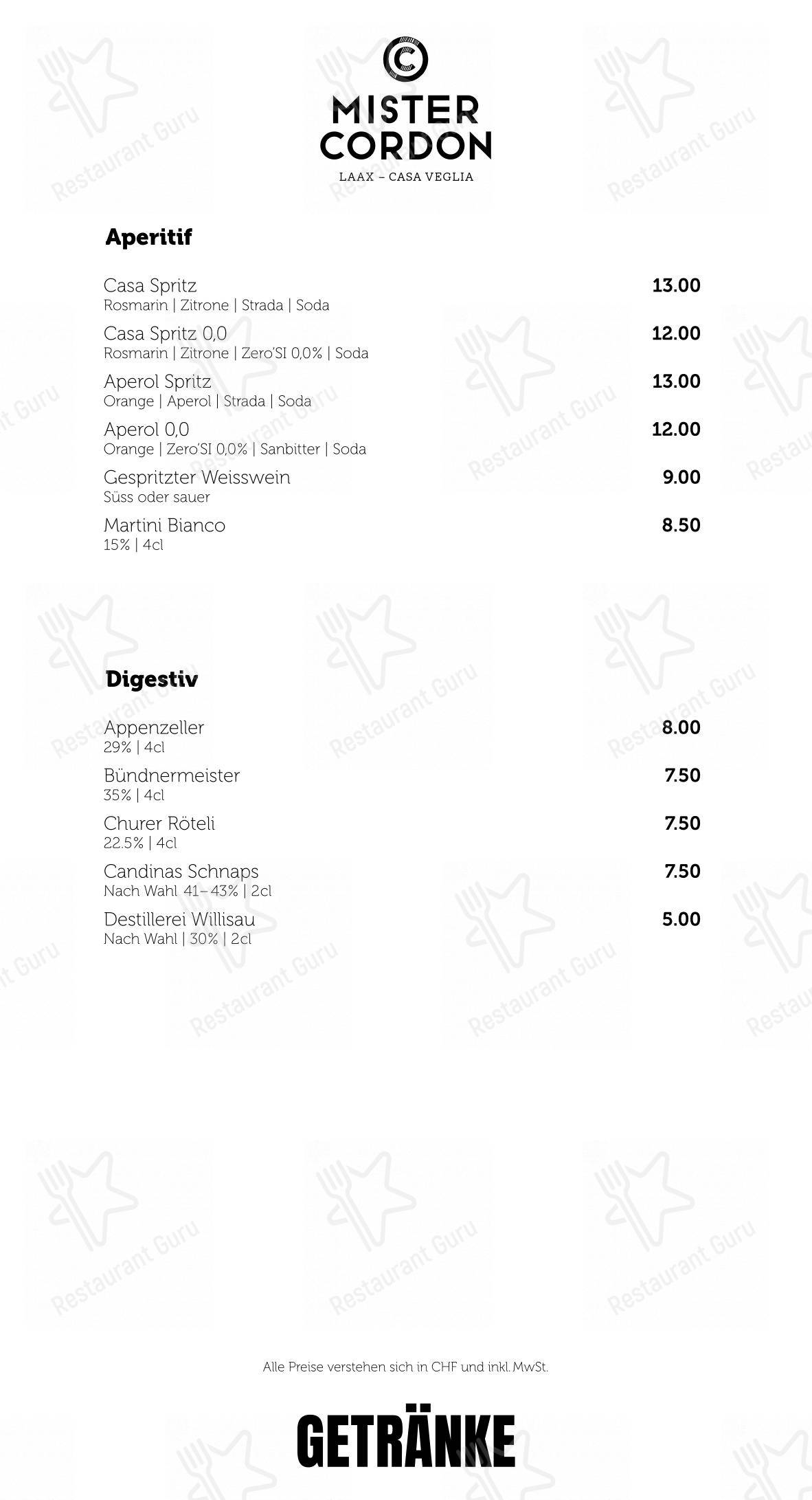 菜单 per Casa Veglia in Laax