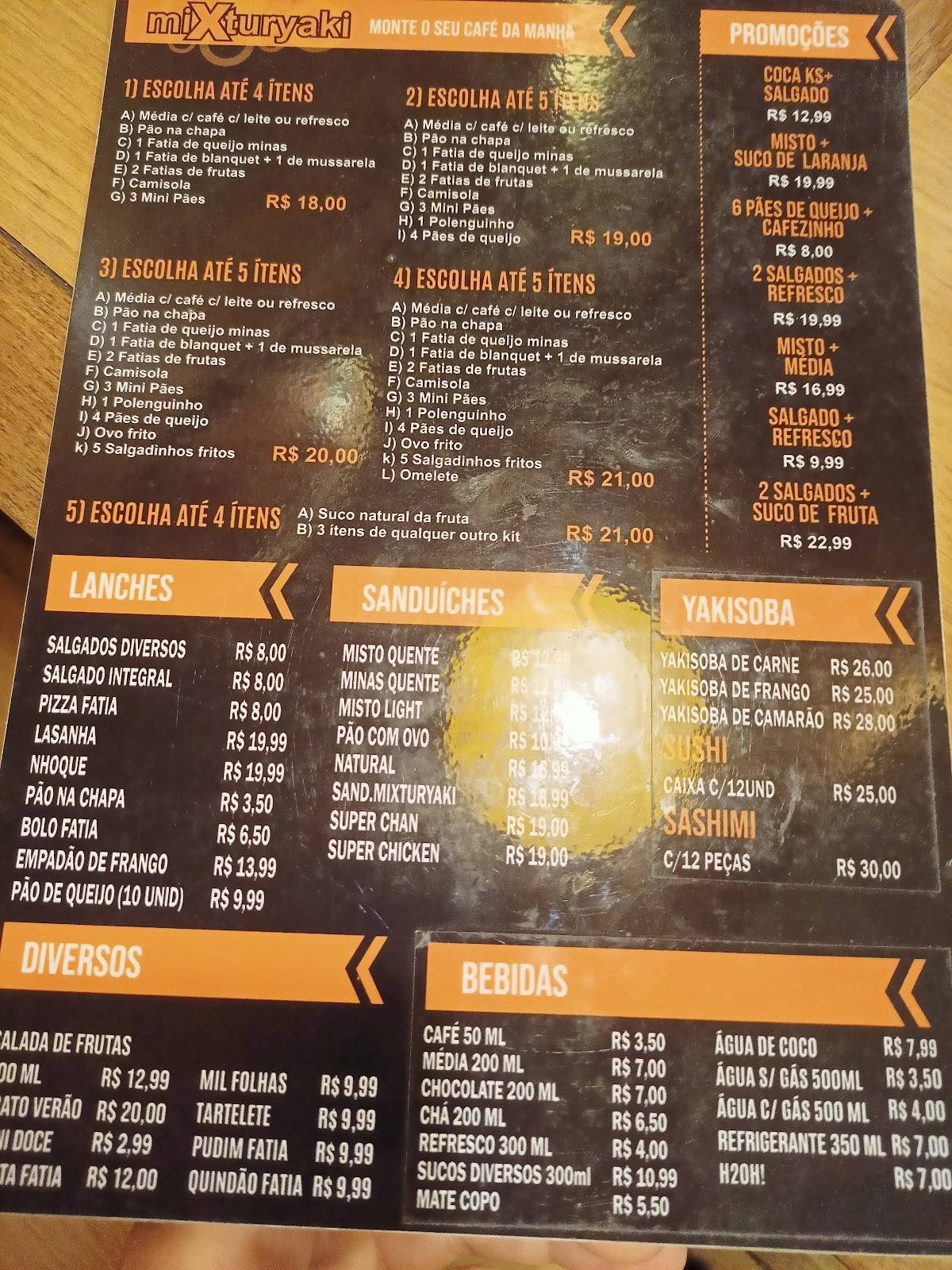 Mixturyaki cardápio