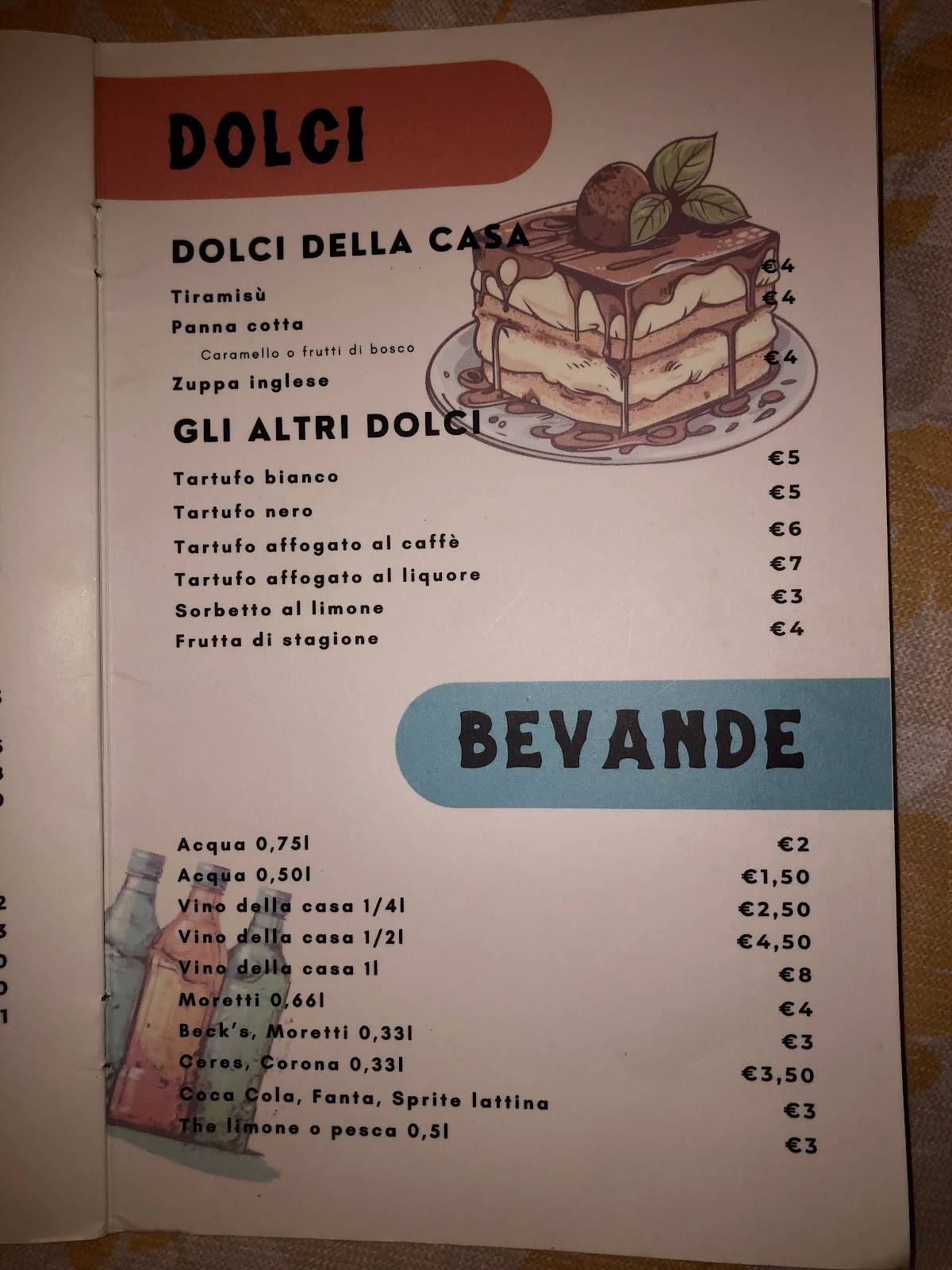 Menu di Ristotante Pizzeria La Capannina 