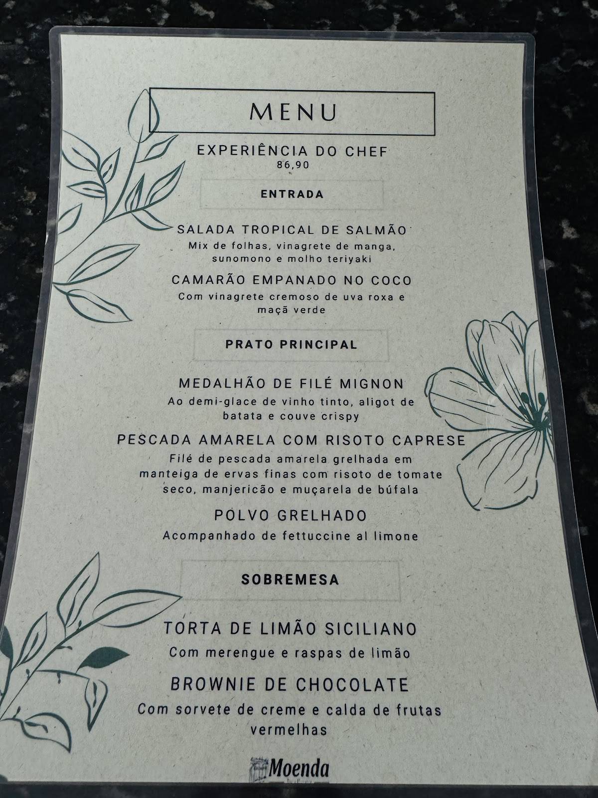 Moenda Bar e Pizzaria cardápio