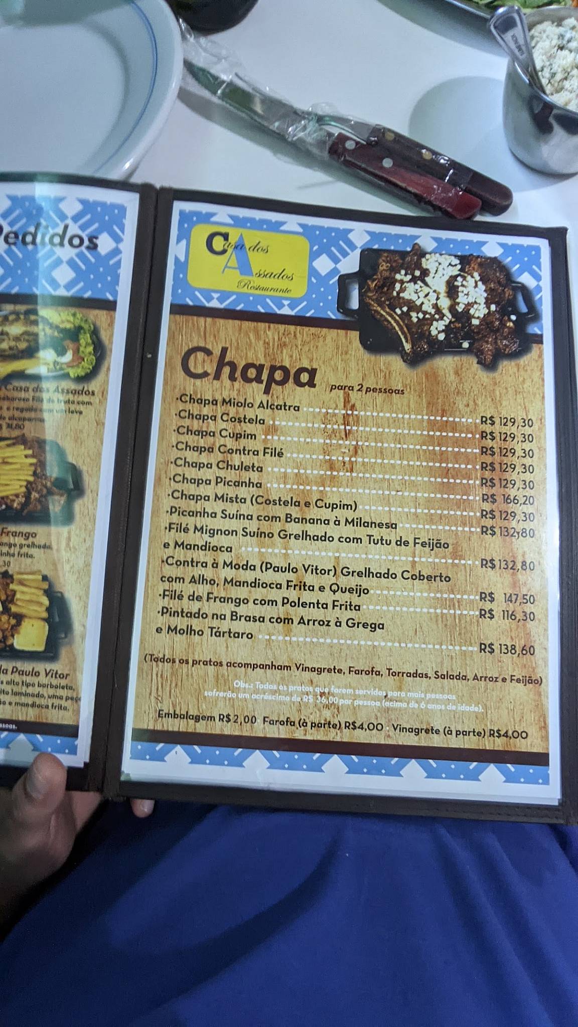 Casa dos Assados cardápio