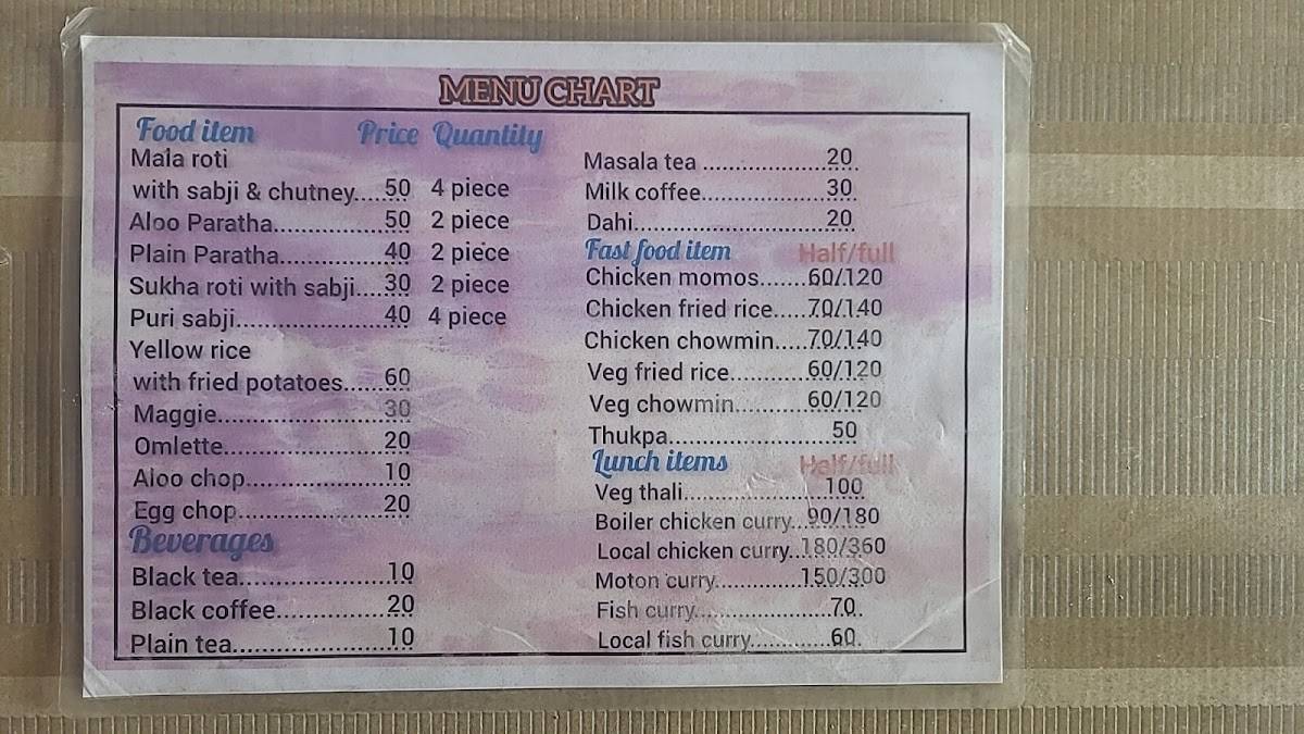 Mom's kitchen menu