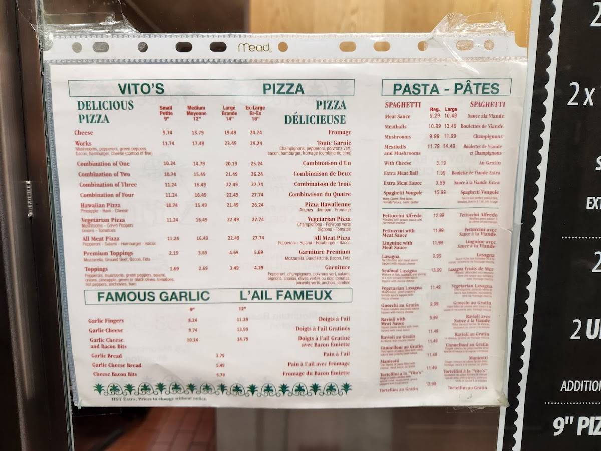Menu de Vito’s