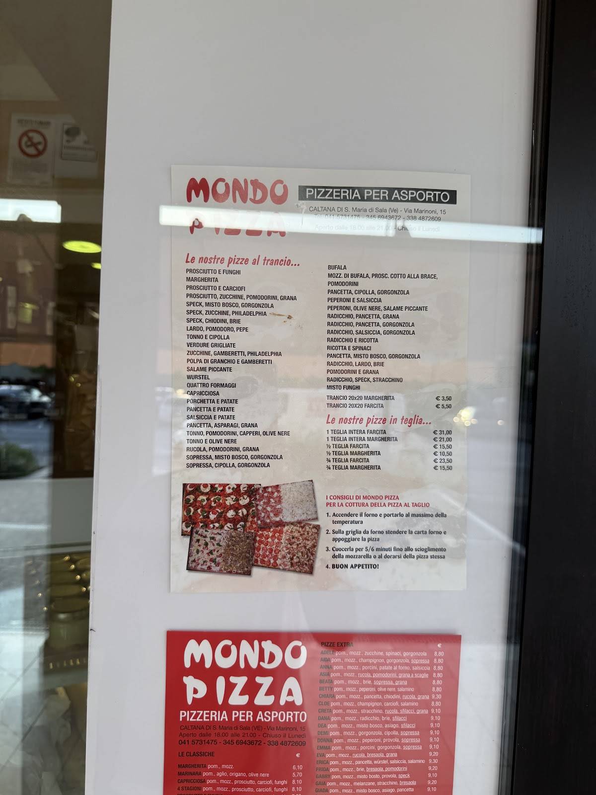 Menu di Mondo Pizza 
