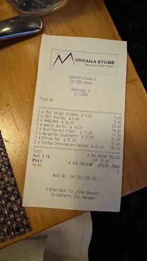 Menu di Montana Stube 