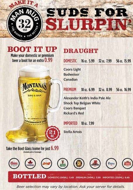 Menu de Montana's BBQ &amp; Bar - Burloak