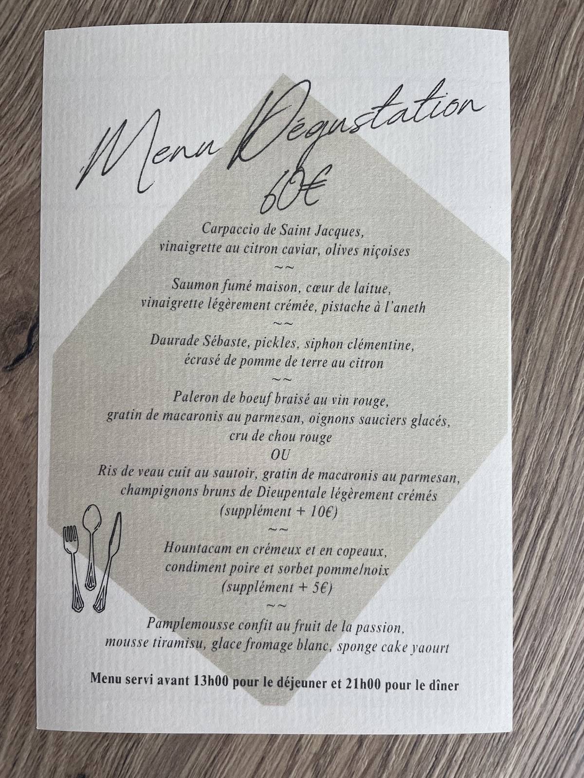 Menu de Bistrot Constant