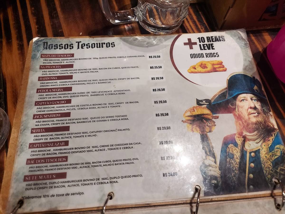 Navio Pirata Hambúrgueria cardápio