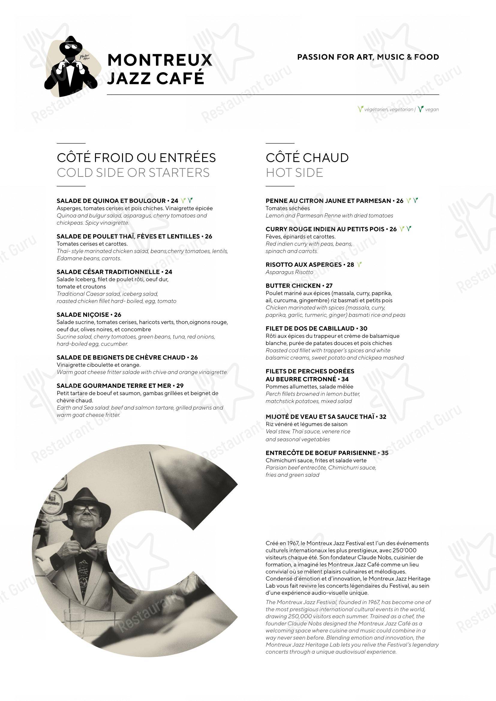 Menu per Montreux Jazz Café in Lancy
