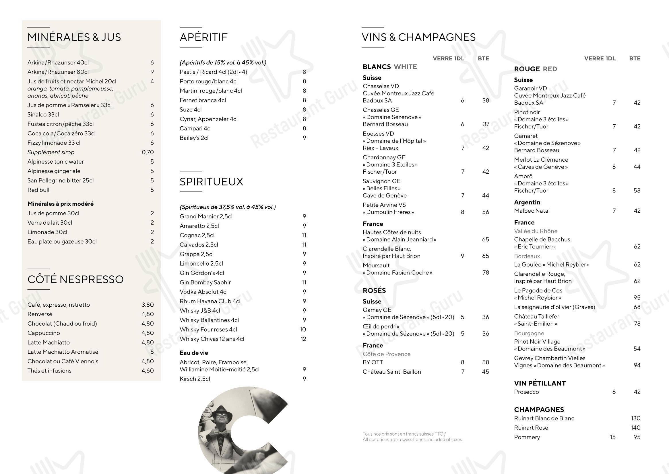 Montreux Jazz Café in Lancy - Menu bar