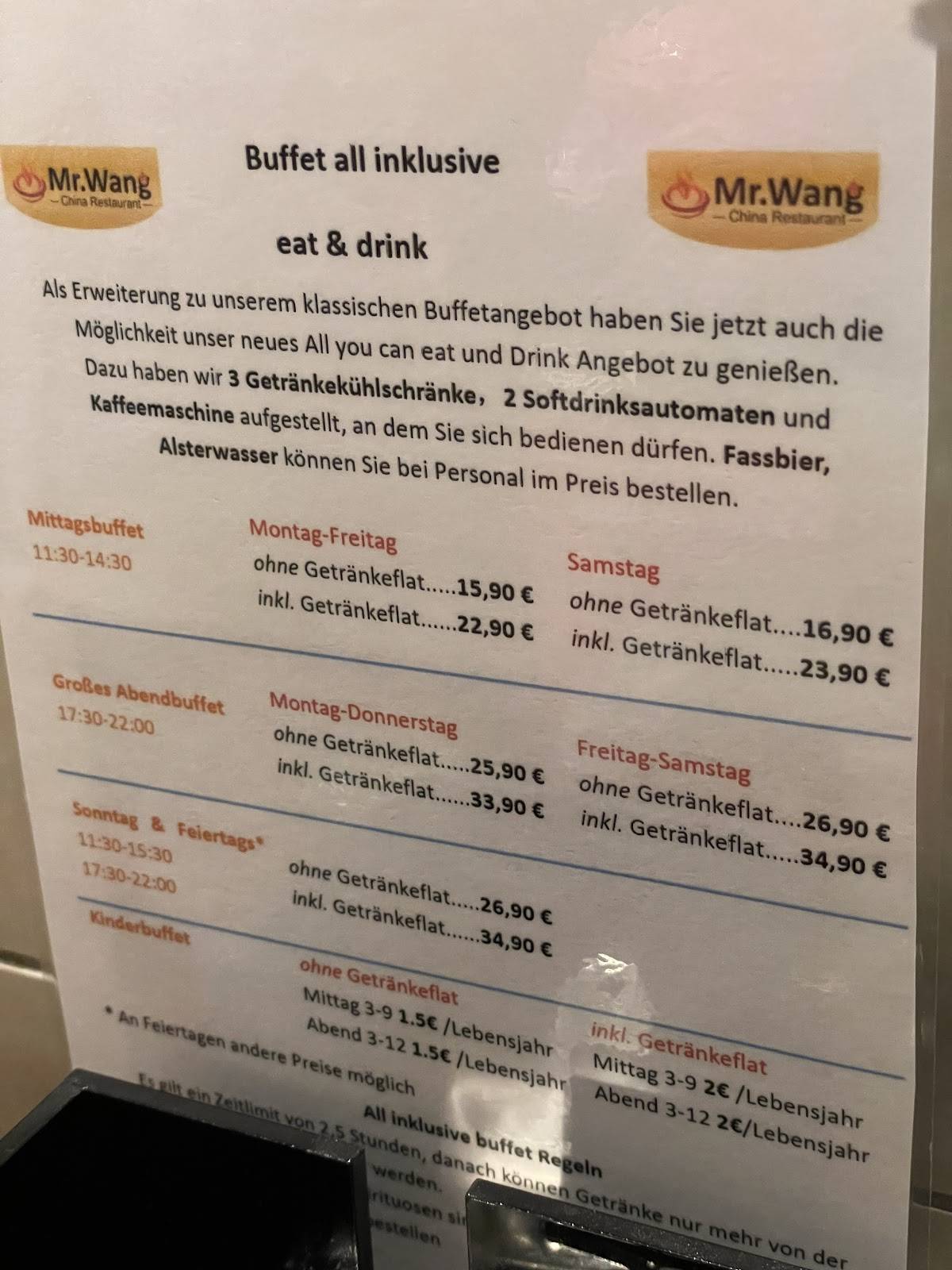 Speisekarte von Mr. Wang restaurant, Uelzen