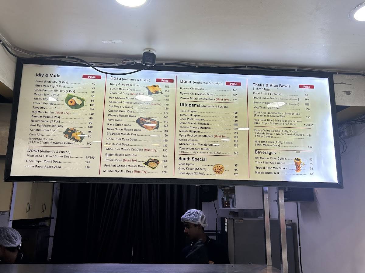 Mr and Mrs Idly, South Indian Restaurant Gangadham Shatrunjay Road Opp. Shantinagar menu
