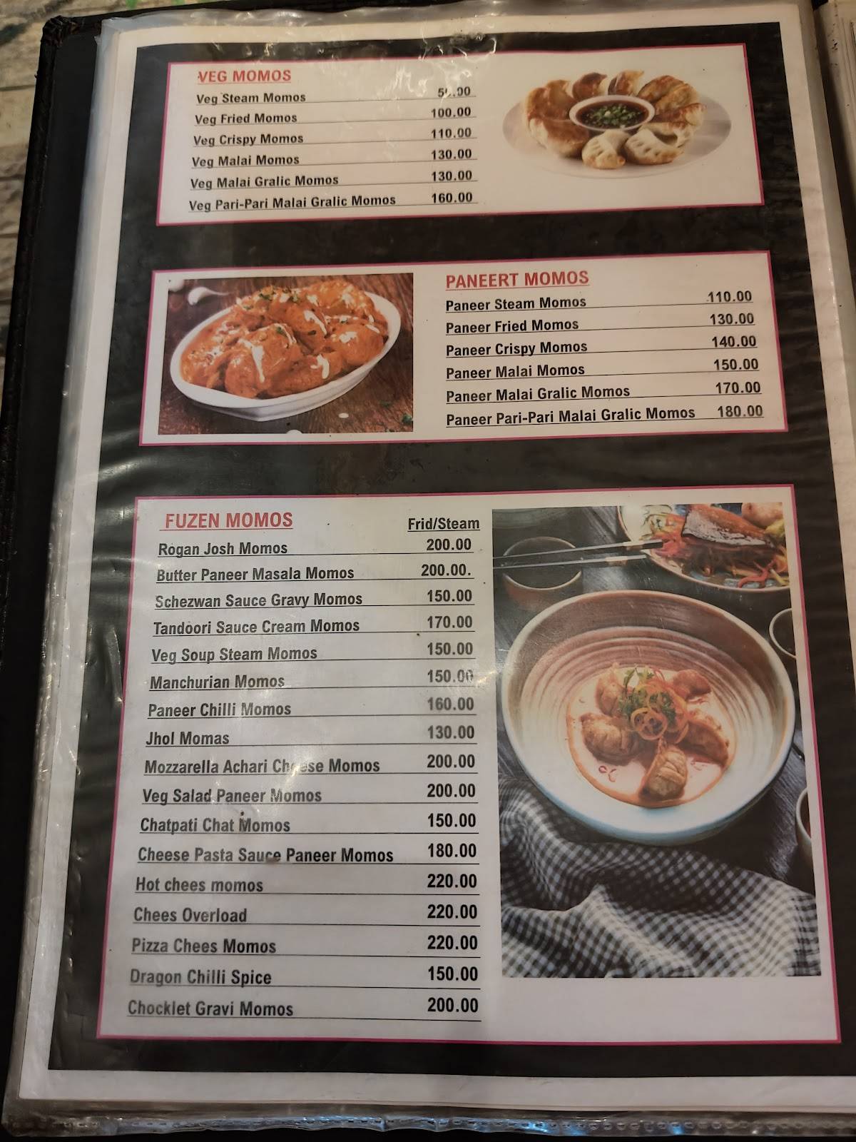 Mr.momos menu