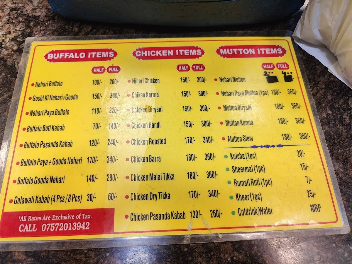 Mubeen's menu