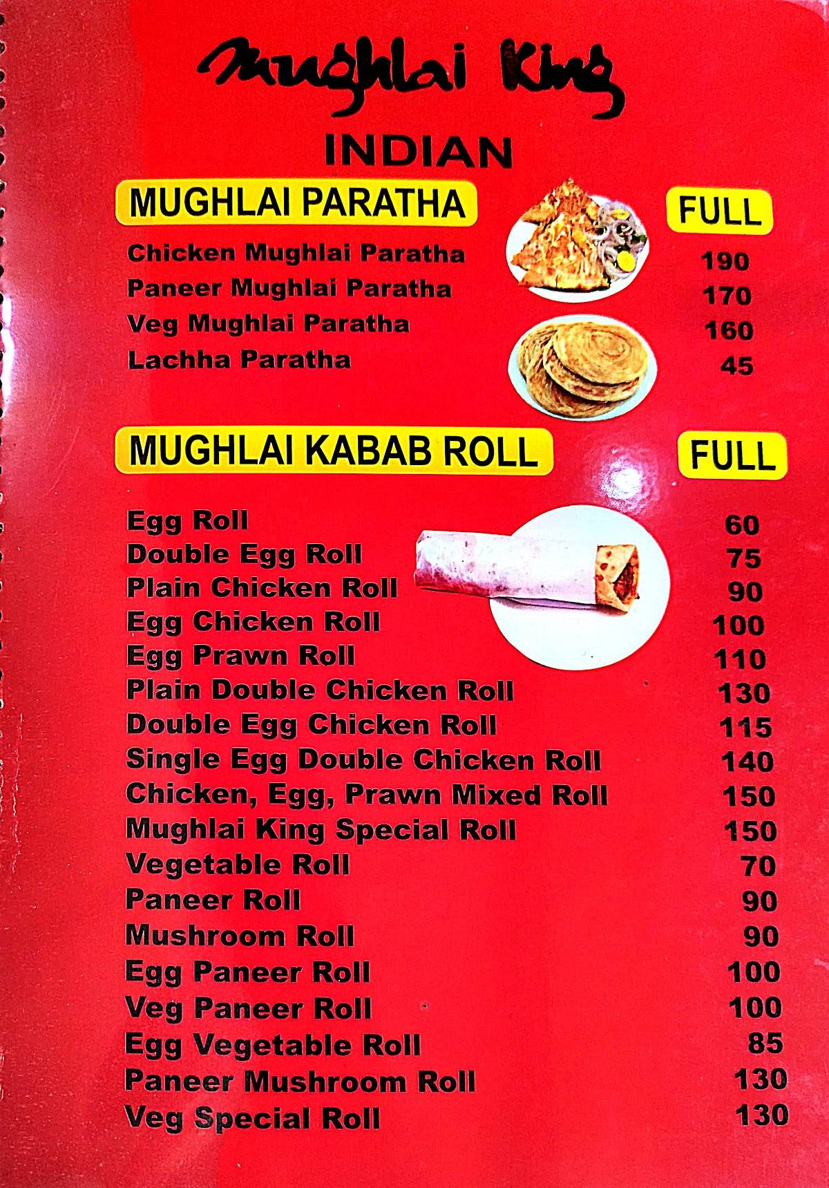 Mughlai King menu