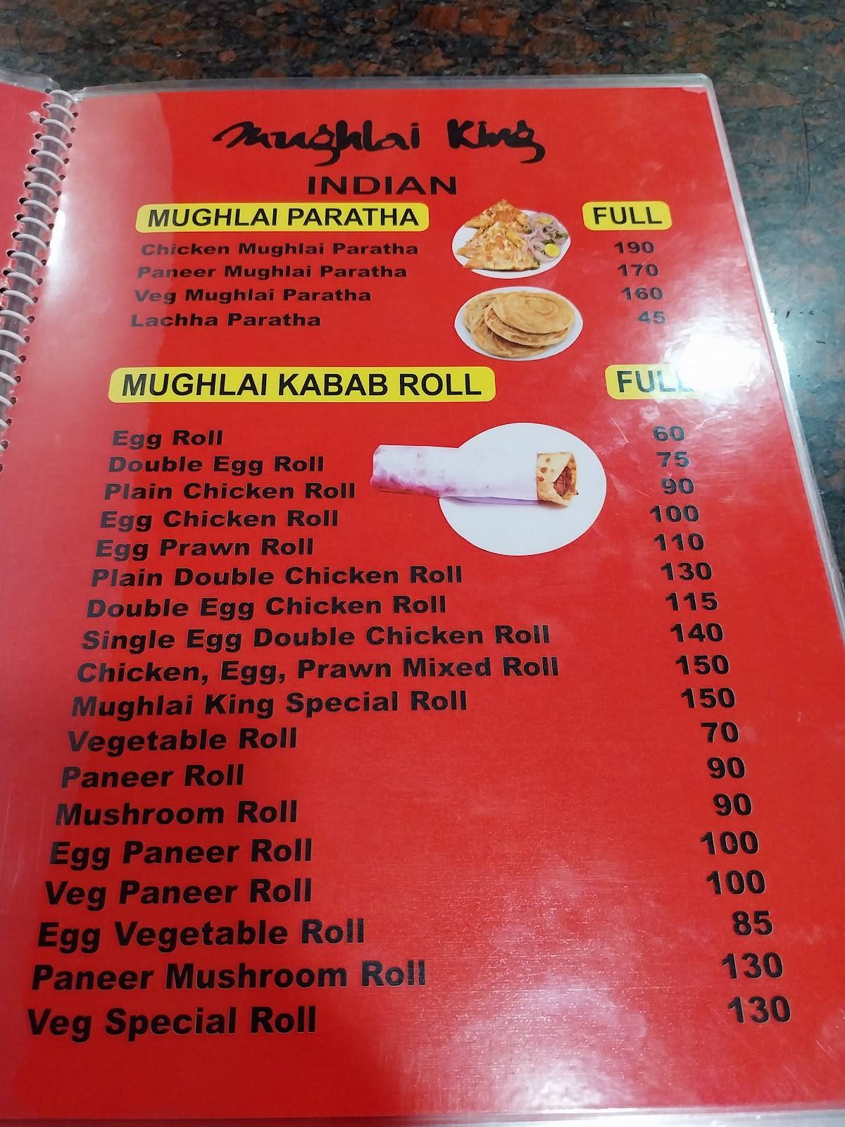 Mughlai King menu