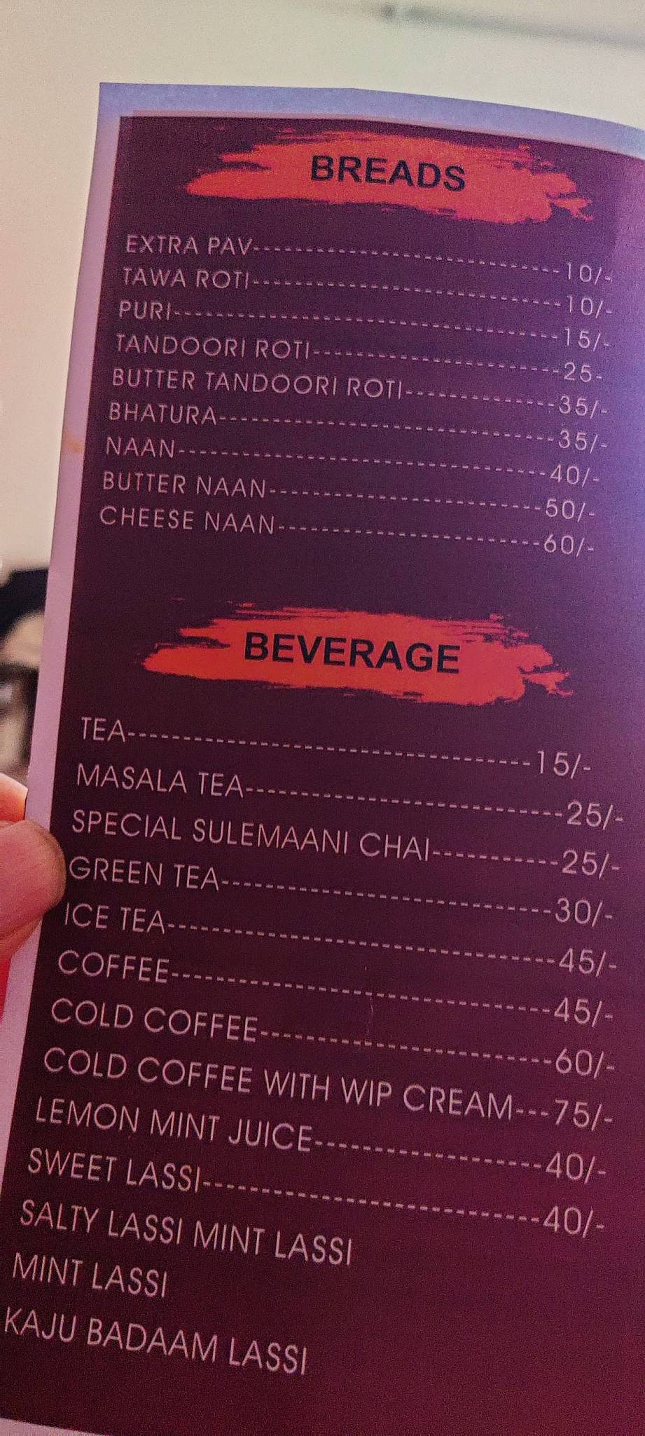 Menu at Mumbai Chowpatty, Dharampur