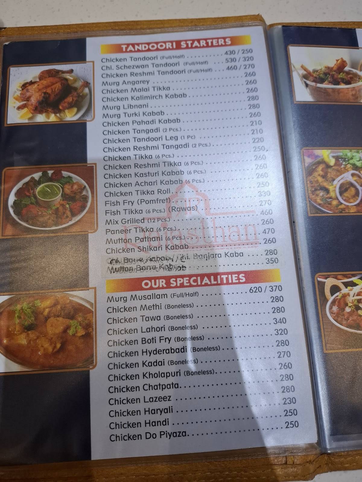Rajasthan Restaurant menu