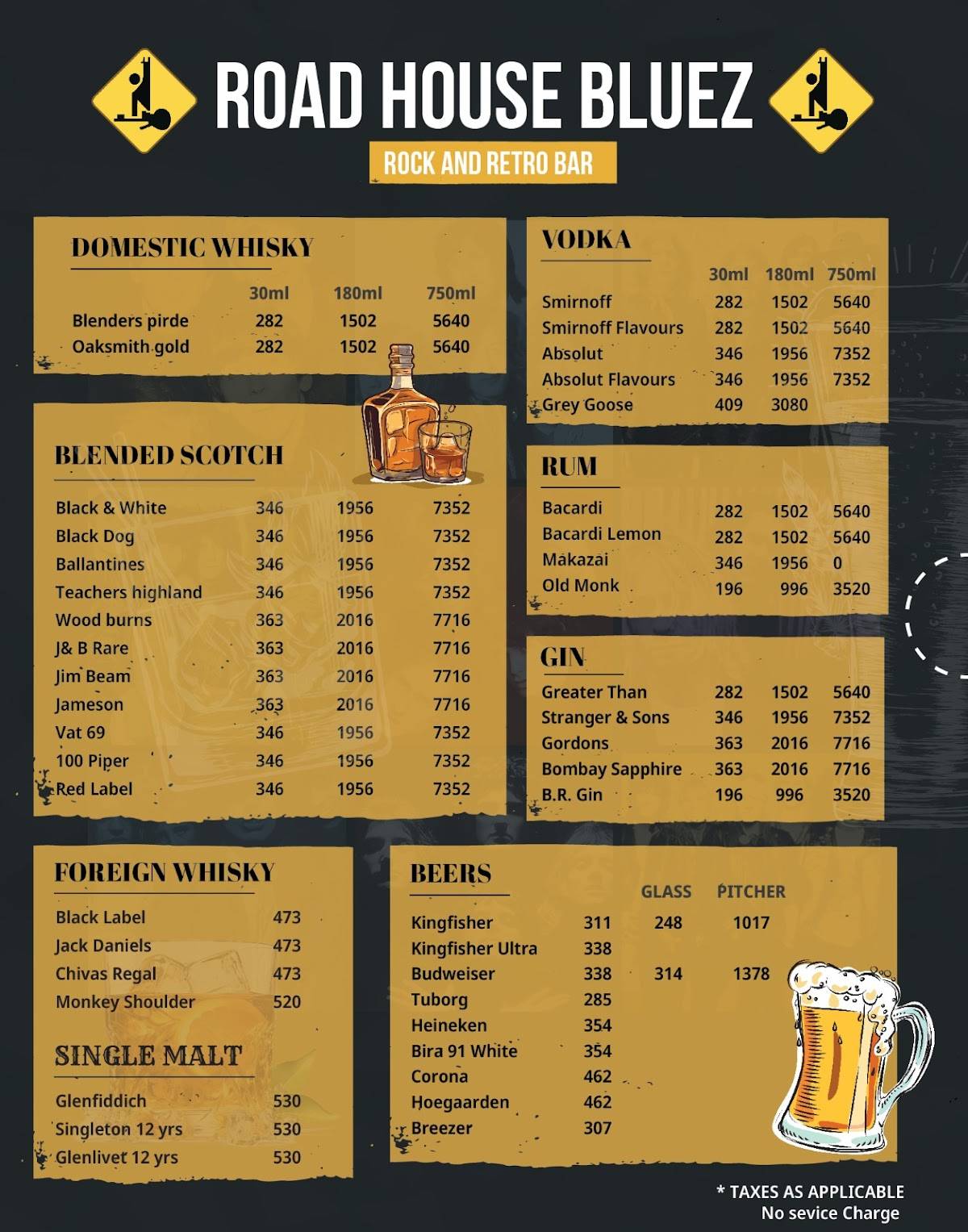 Road House Bluez menu