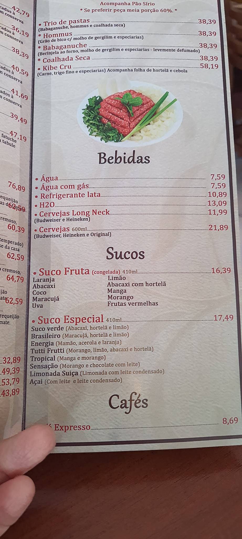 Mustapha Gastronomia Árabe cardápio