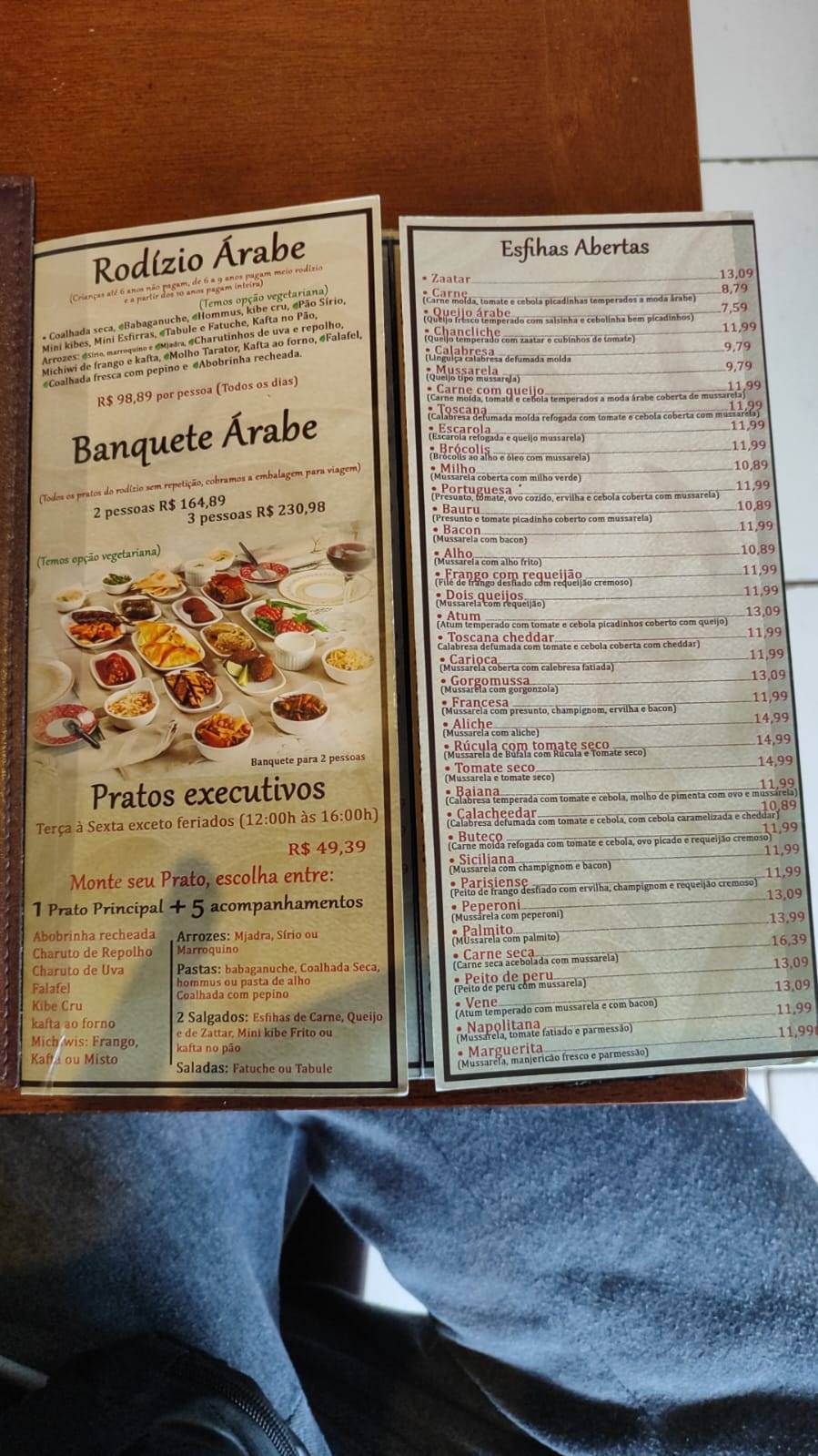 Mustapha Gastronomia Árabe cardápio