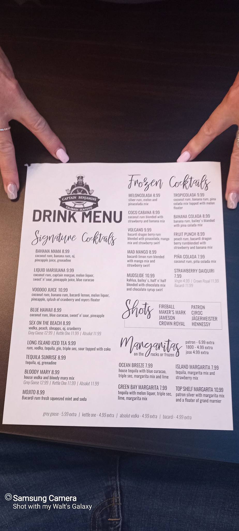 Menu at Captain Benjamin's Calabash Seafood Buffet restaurant, Myrtle