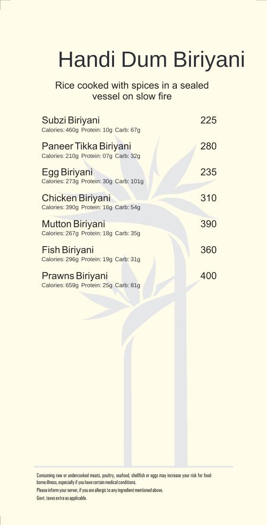 Infinit Roof Top Resto Bar menu