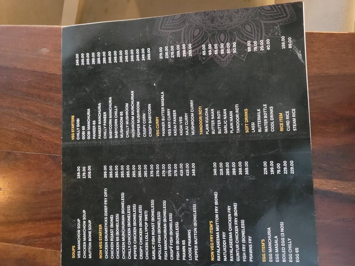 Jagavi's Kritunga Train Restaurant menu