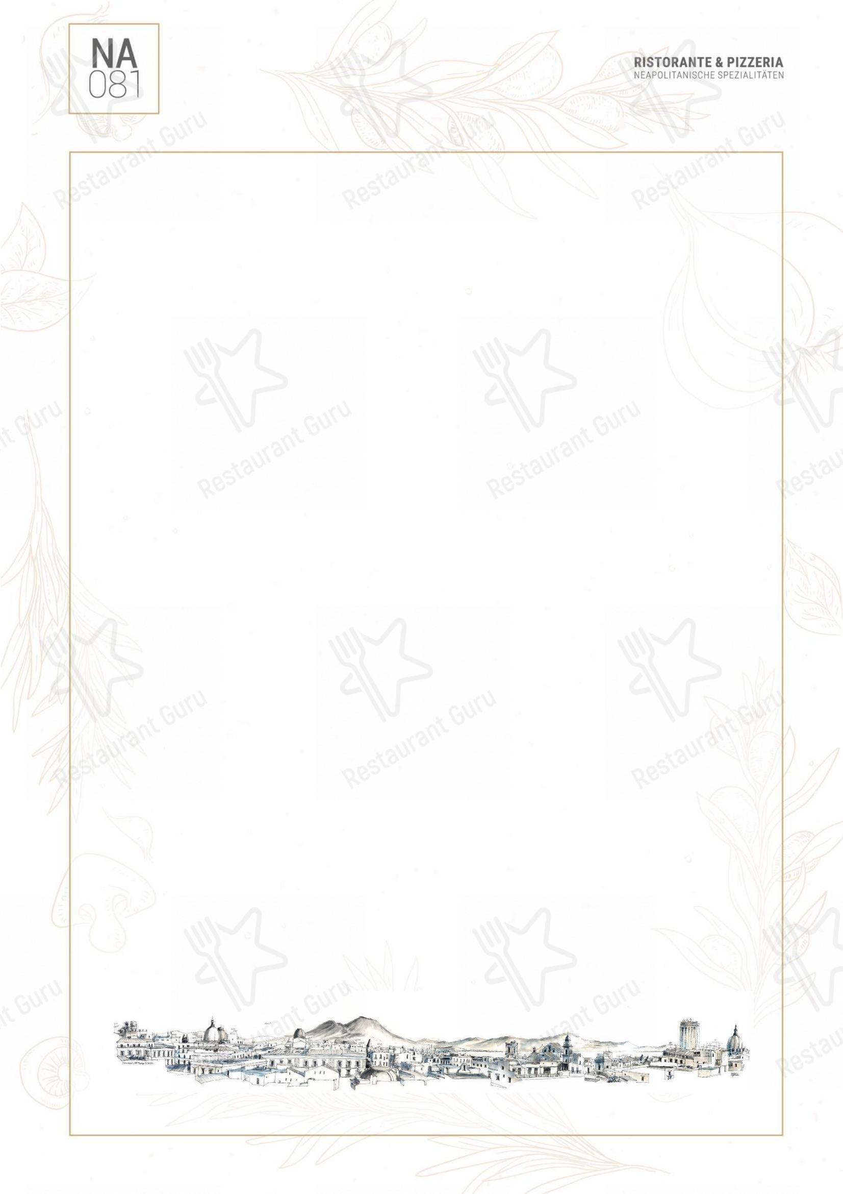 NA081 in Zurigo - Menu