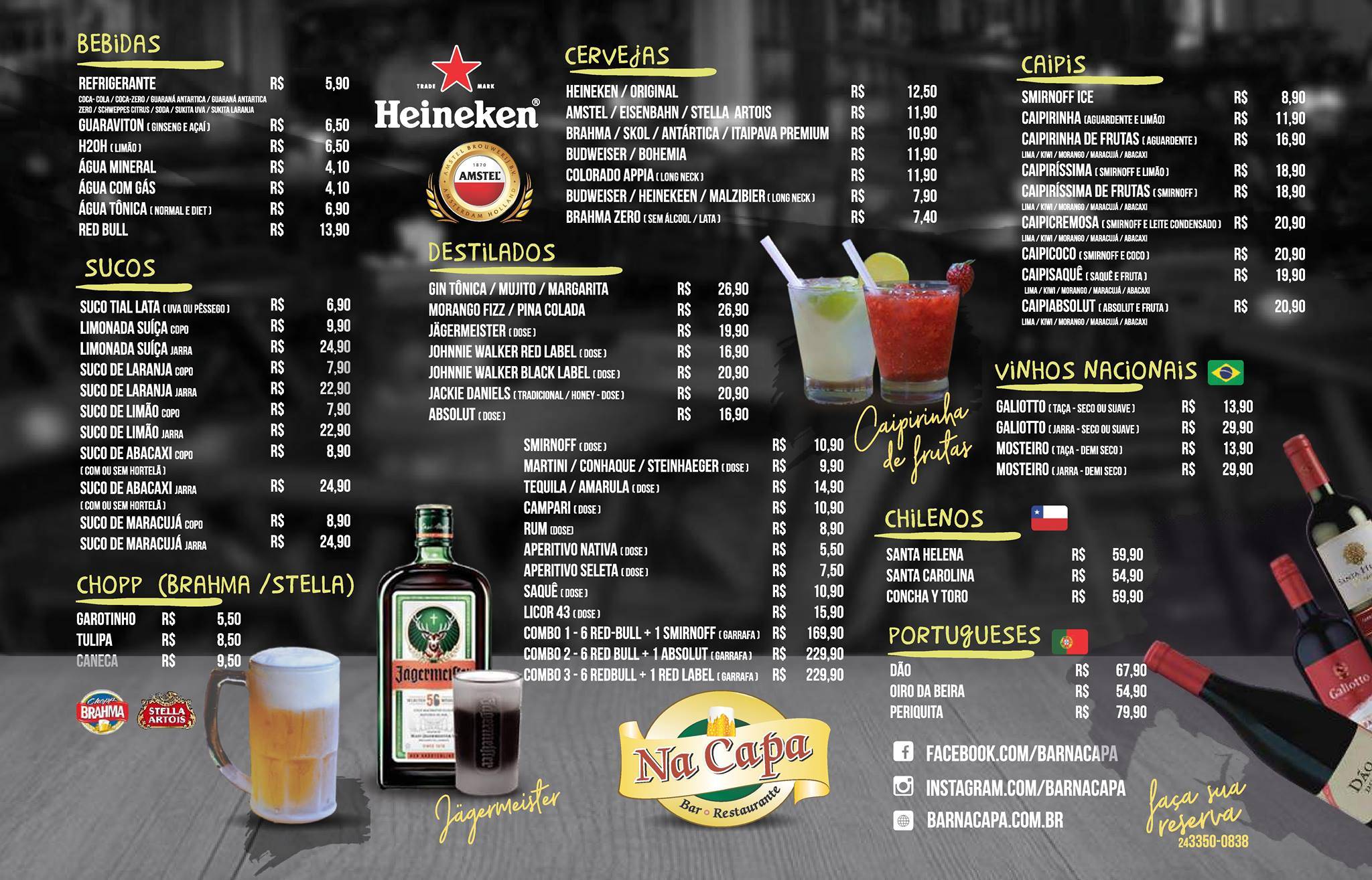 Na Capa cardápio