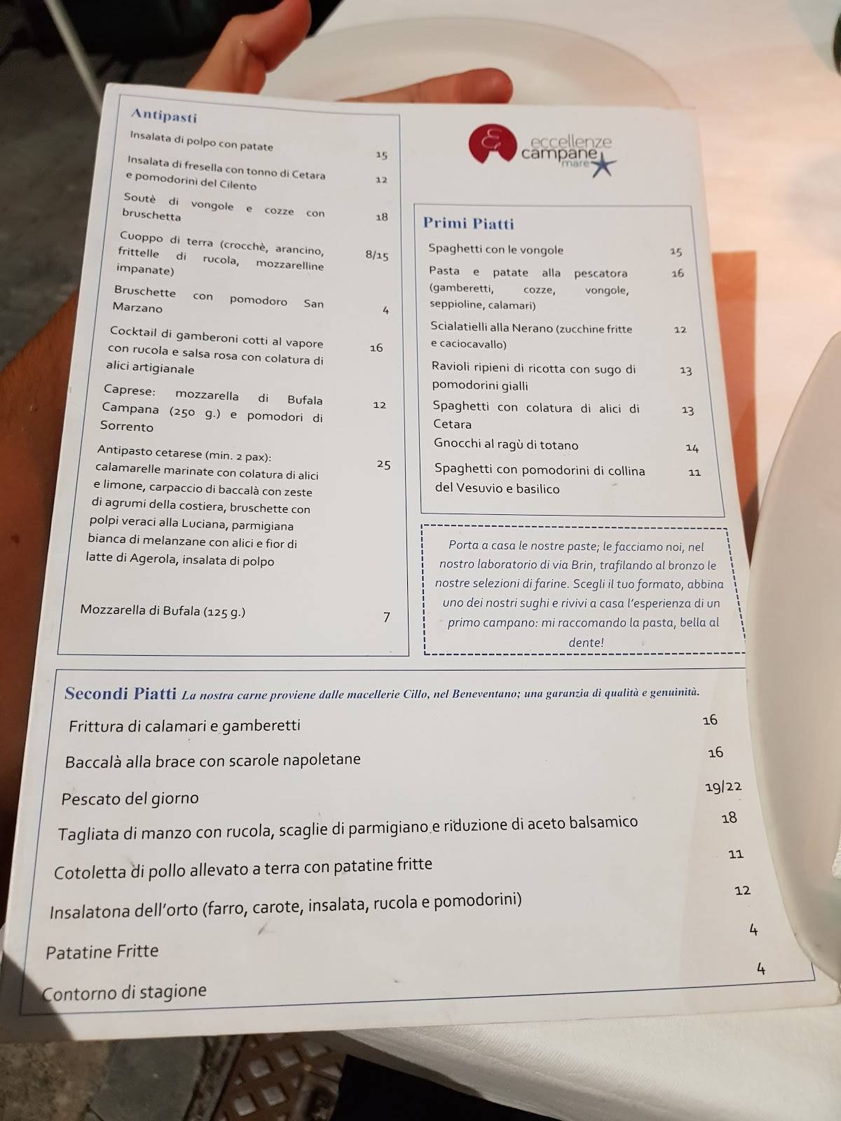 Menu di Eccellenze Campane Mare 