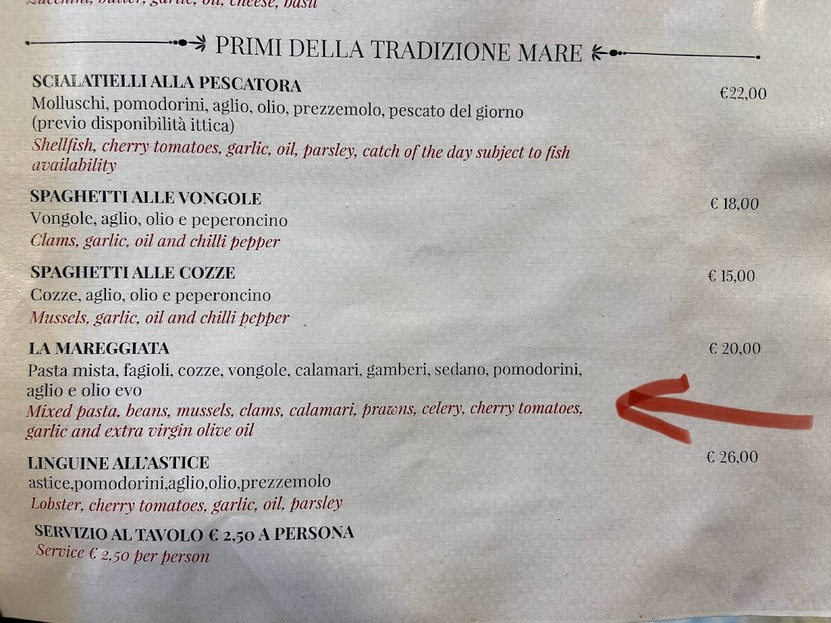 Menu di Pizzeria e Trattoria del Purgatorio 