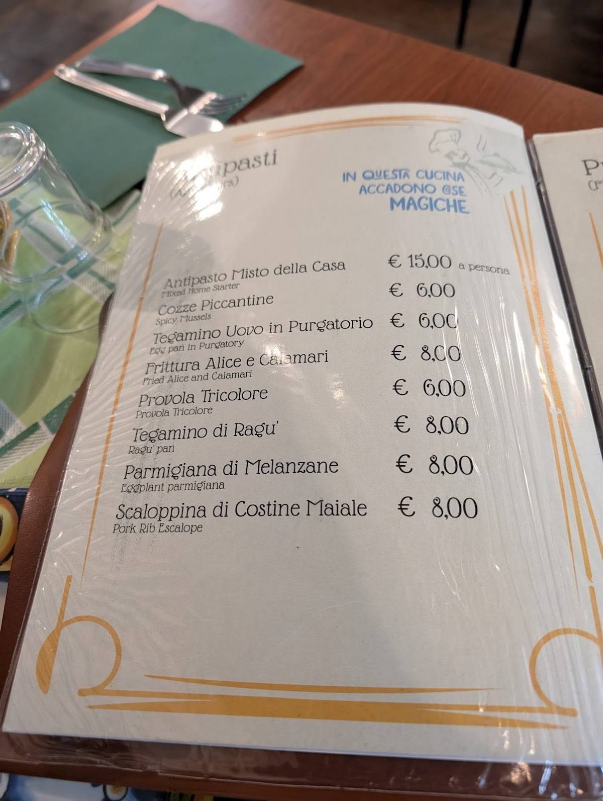 Menu di Trattoria Zia Rosi 