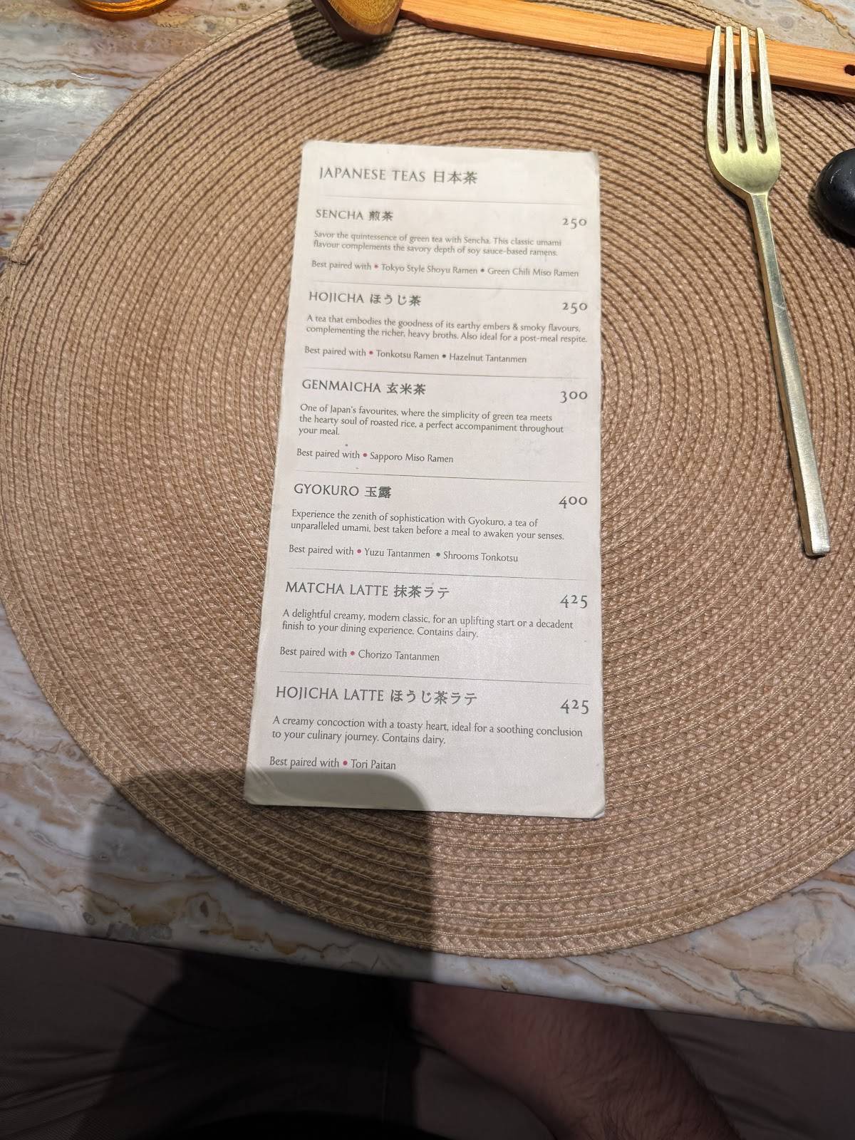 Naru Noodle Bar menu