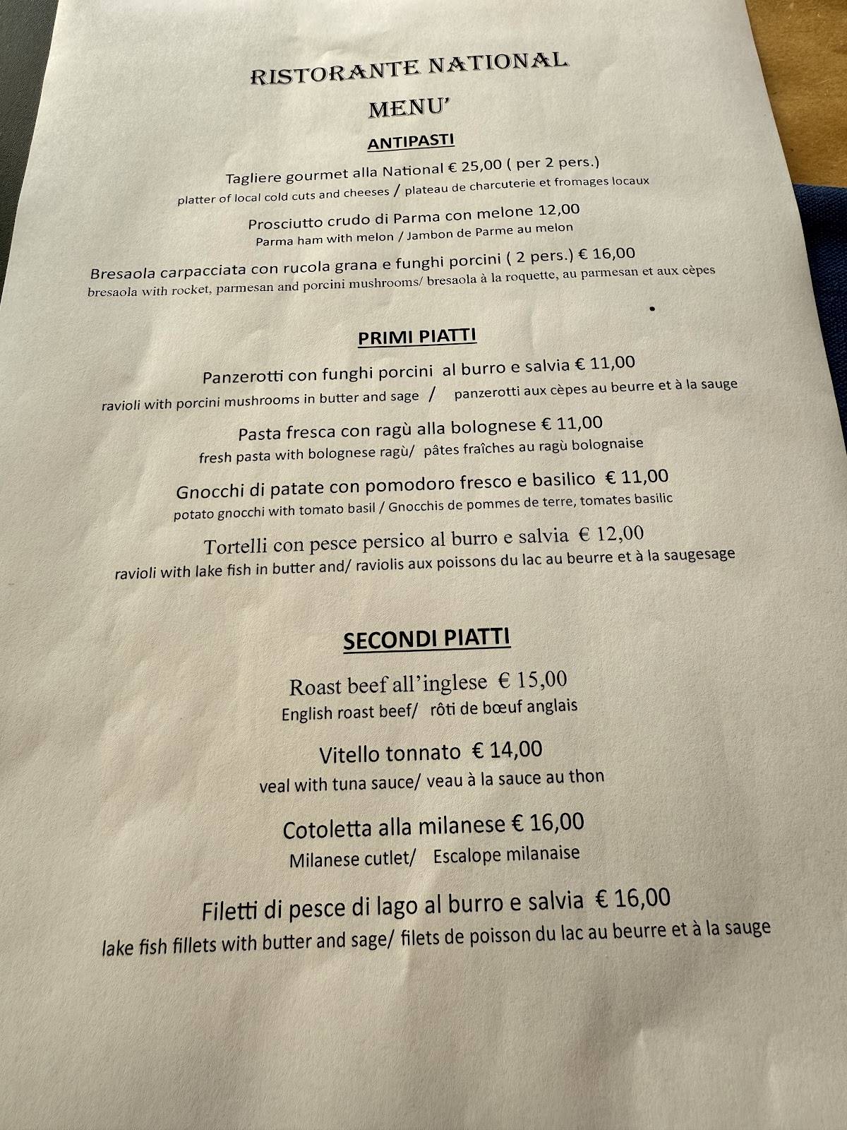 Menu di National 